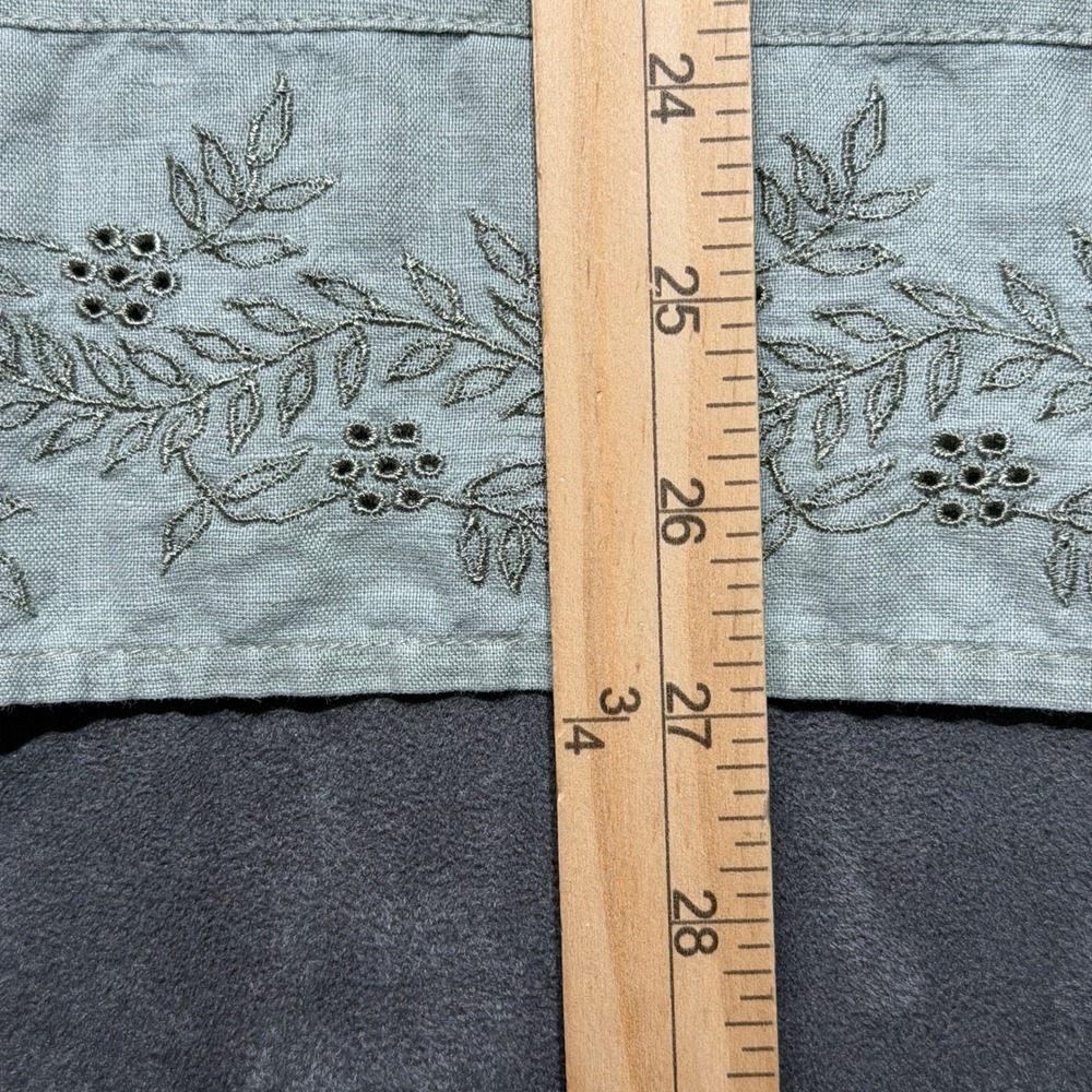 Vtg Cherokee Shirt Womens XL Sage Green Linen Cotton Blend Embroidered Button Up - Picture 6 of 7